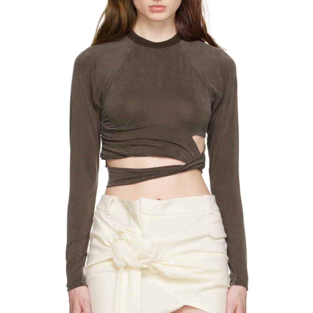 JACQUEMUS Brown 'Le T-Shirt Espelho' Long Sleeve T-Shirt